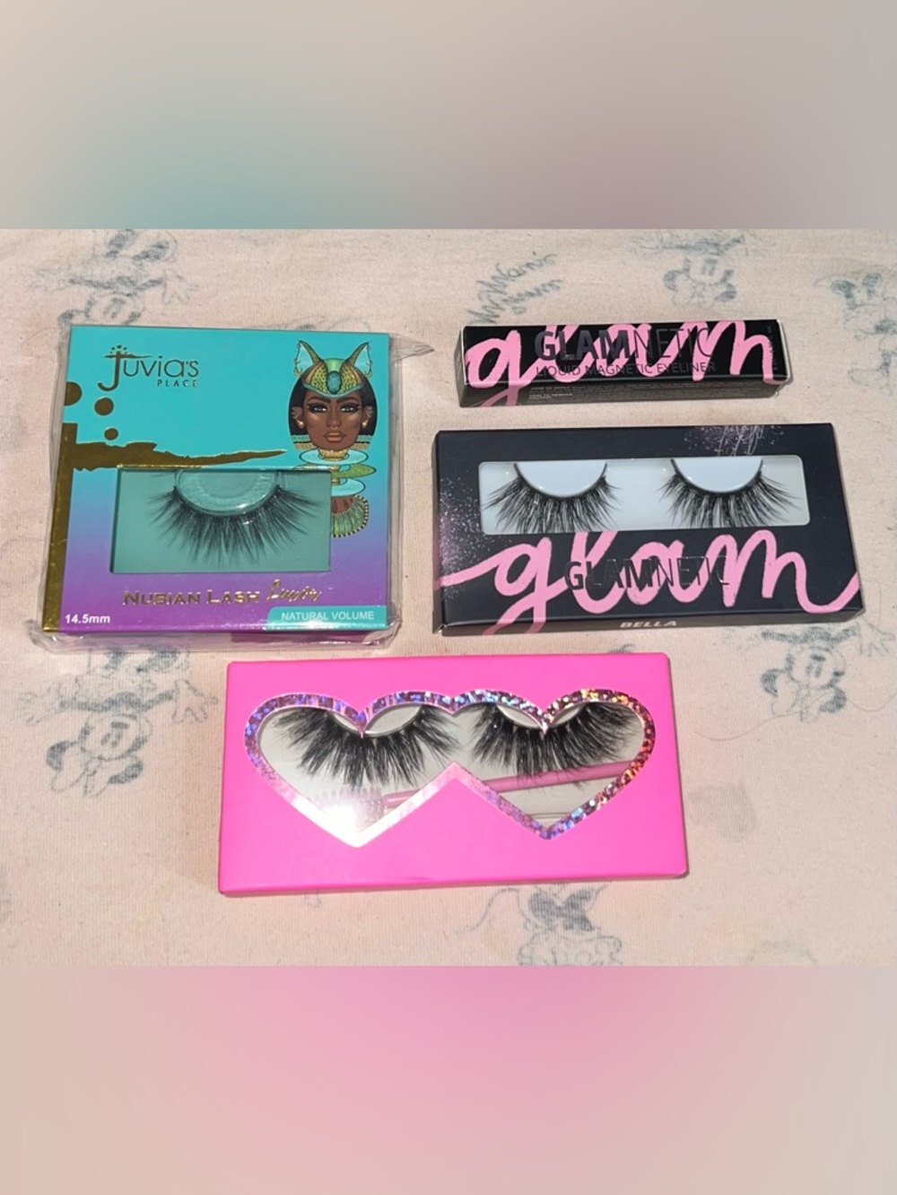 Juvia's Place + Glamnetic + Pink Heart False Eyelash Lot - Black Lashes